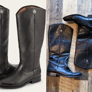 Frye Melissa Button 2 Boots Black Leather Pull-On
